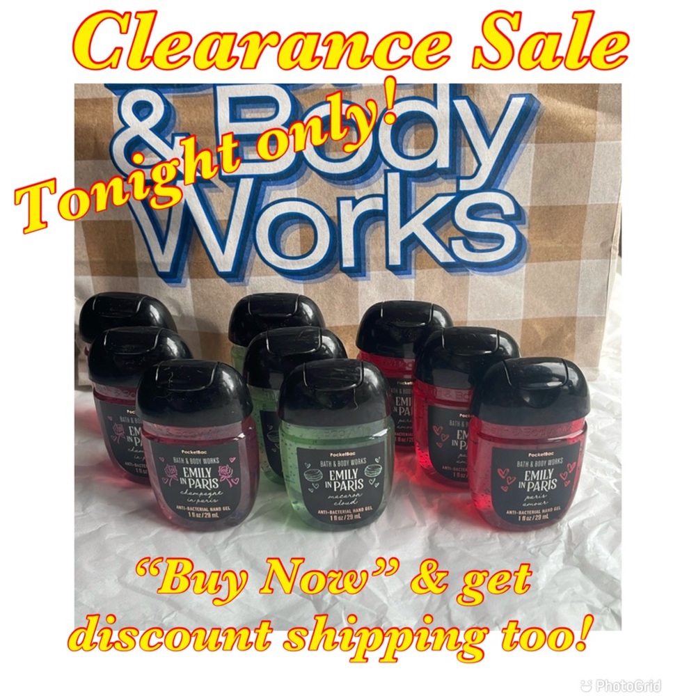 (9) Emily in Paris Bath and Bodyworks antibacterial hand gel bundle